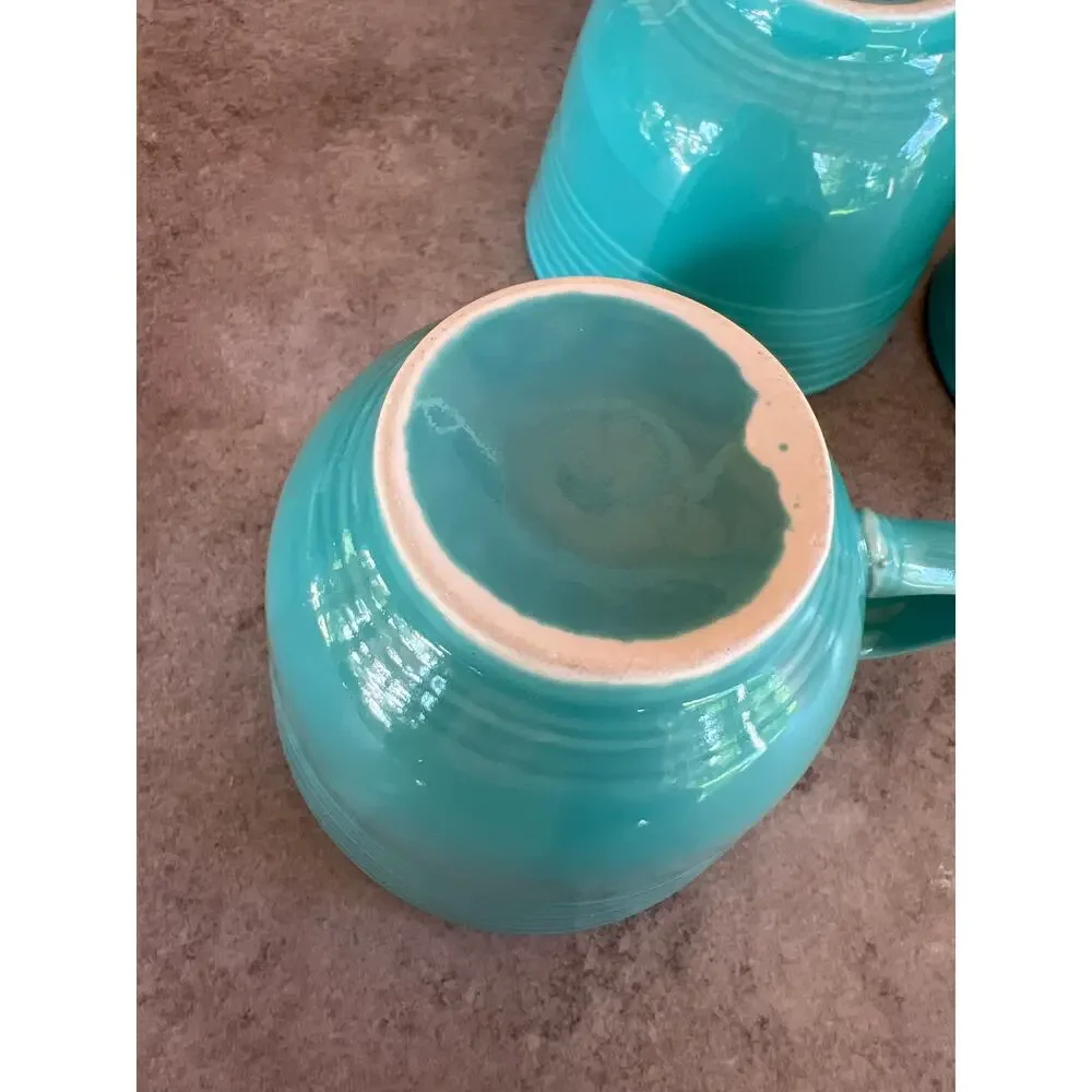 Fiestaware vintage turquoise blue teacup & saucer plate set lot 8 pieces aqua